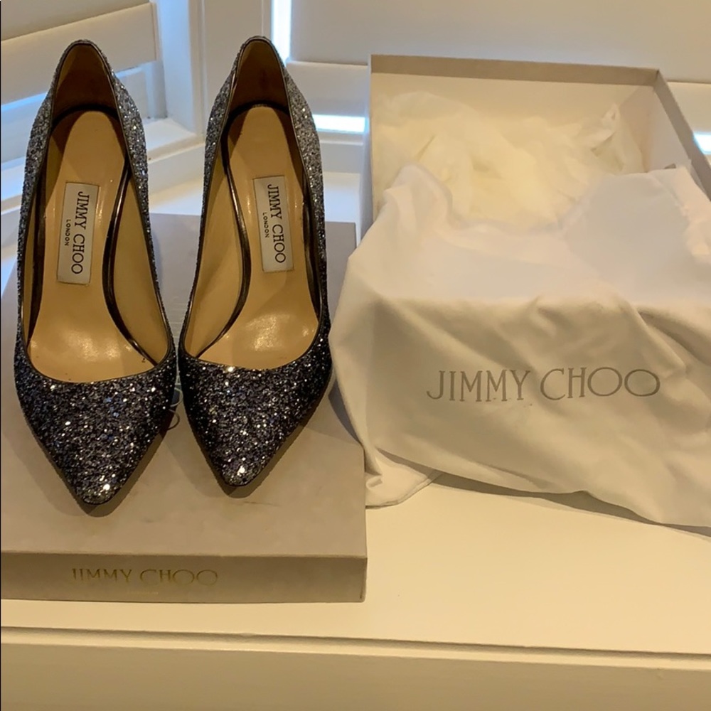 Jimmy Choo Navy/silver gradient Glitter Pump